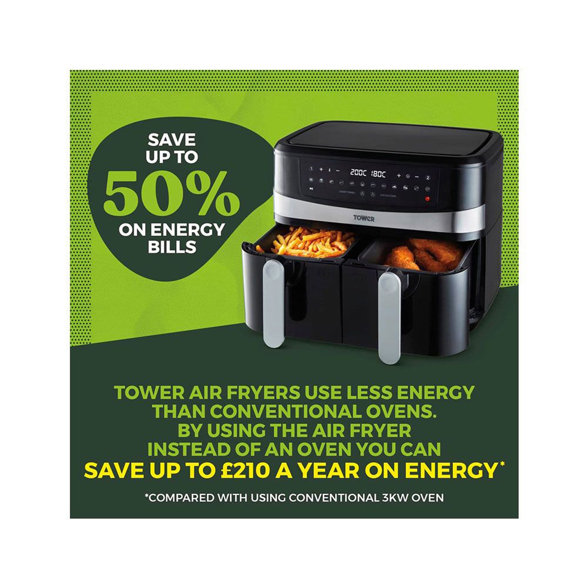 Tower Air Fryer 9L T17088 Dual Basket Touch Control Digital Smart Finish - Image 10