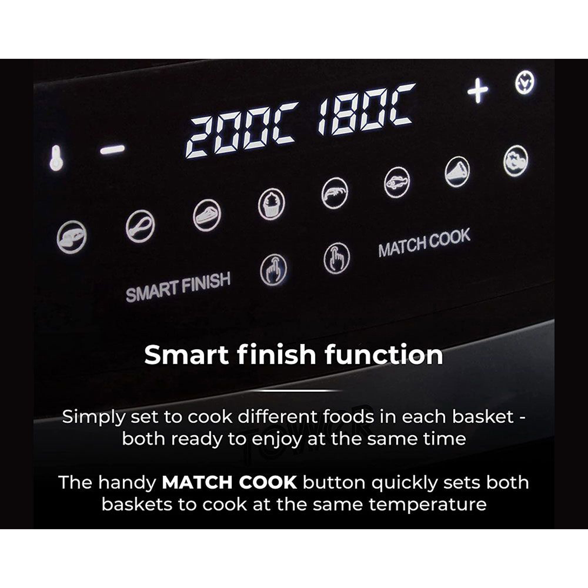 Tower Air Fryer 9L T17088 Dual Basket Touch Control Digital Smart Finish - Image 4