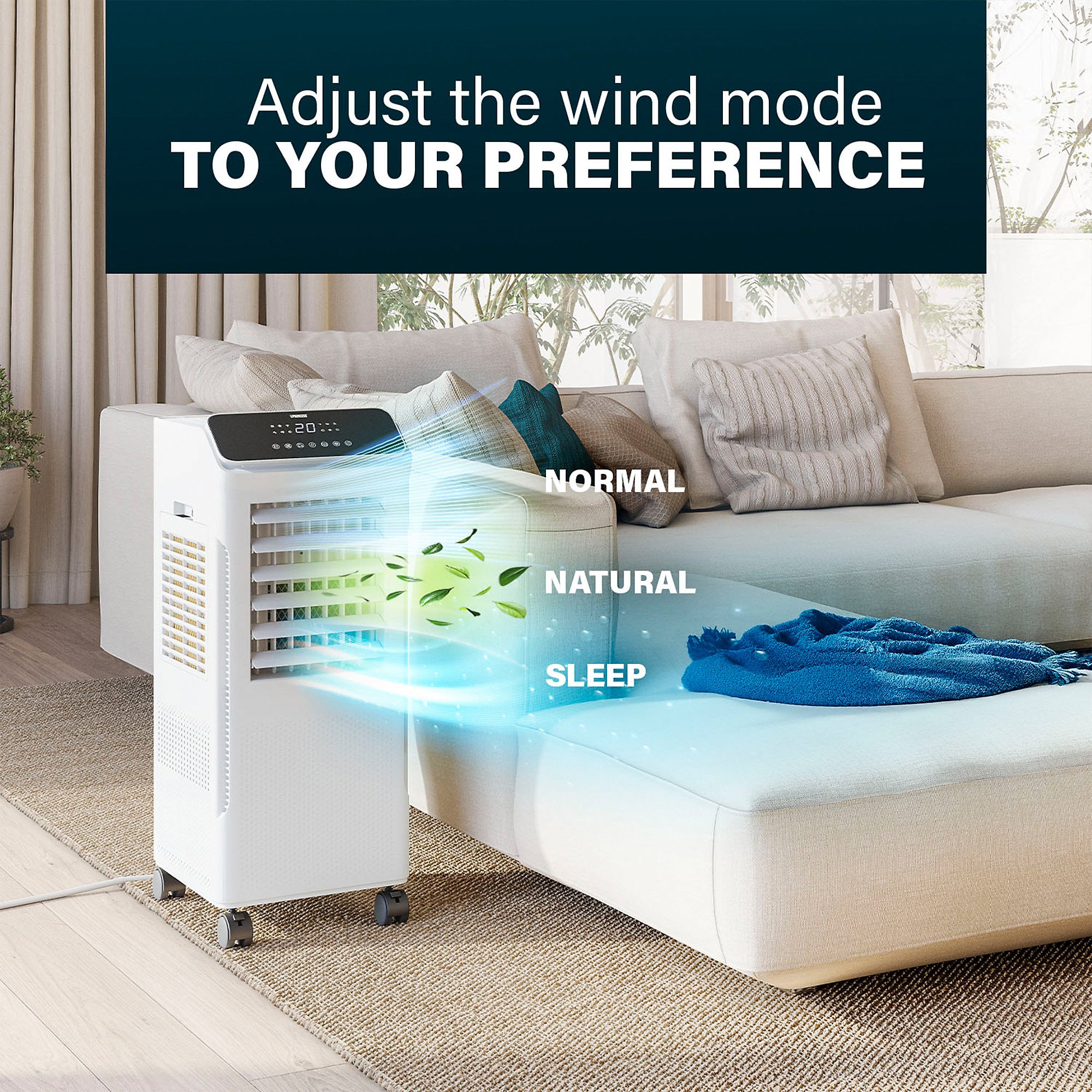 Princess Smart Air Cooler 5L Hybrid White Touch LED Display Oscillating Timer - Image 2