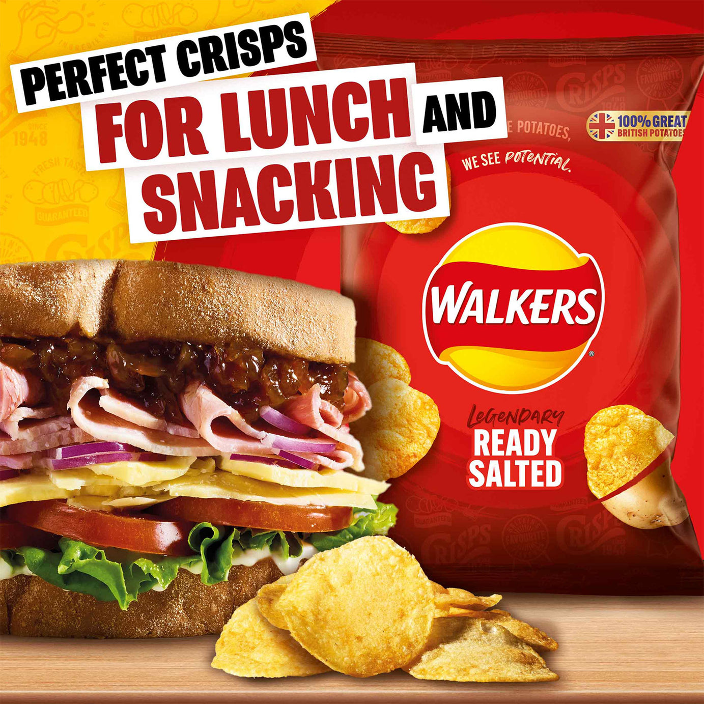 Walkers Crisps Ready Salted Multipack Sharing Snack 210 Bags x 25g - Image 3