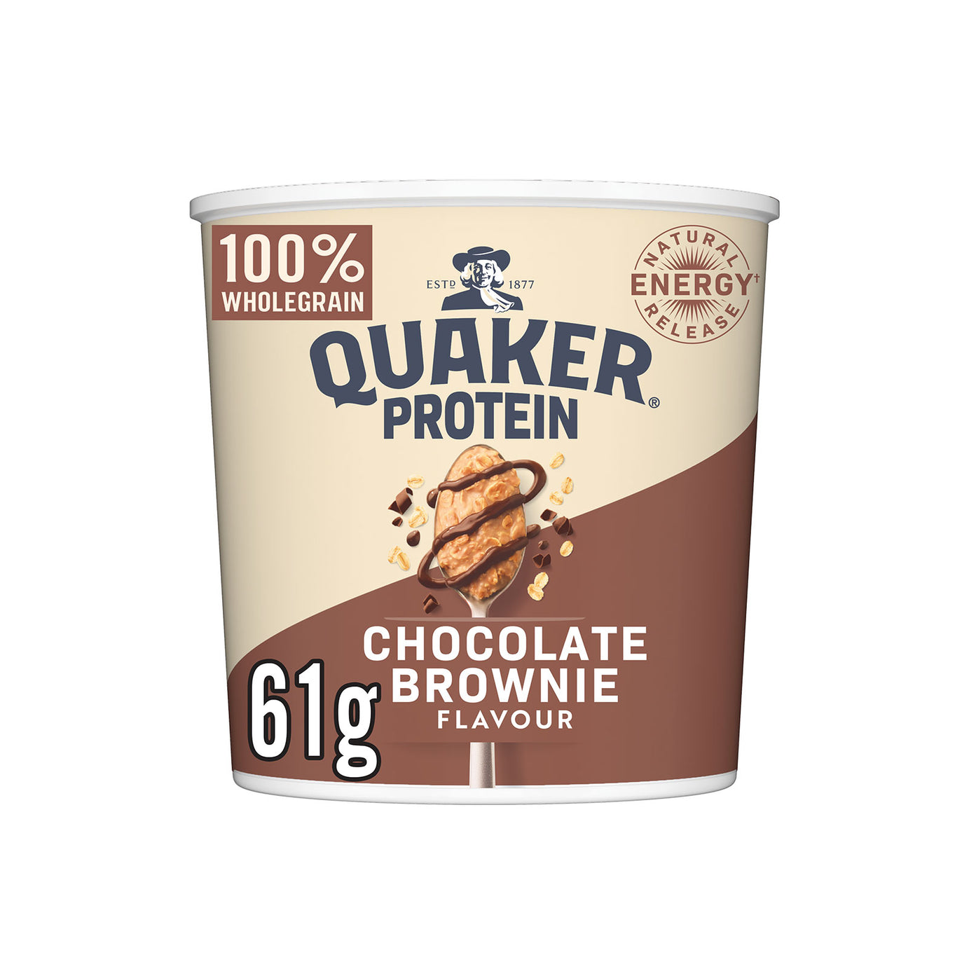 Quaker Oats High Protein Chocolate Brownie Porridge Pot 6 x 61g - Image 2