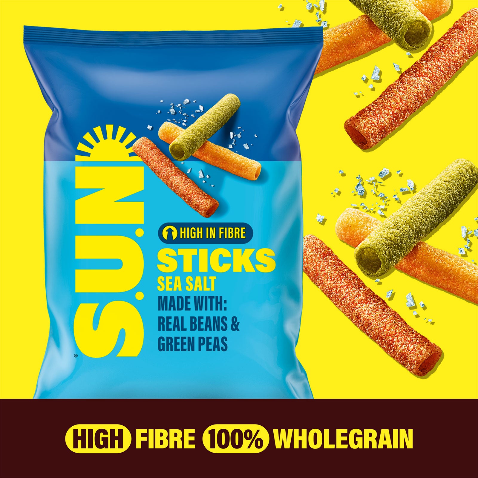 SUN Sticks Snacks Sea Salt Sharing Bag Crisps 8 x 100g - Image 4