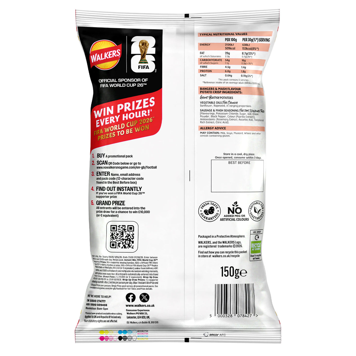 Walkers Crisps English Bangers and Mash Sharing Snacks 6 x 150g - Image 5