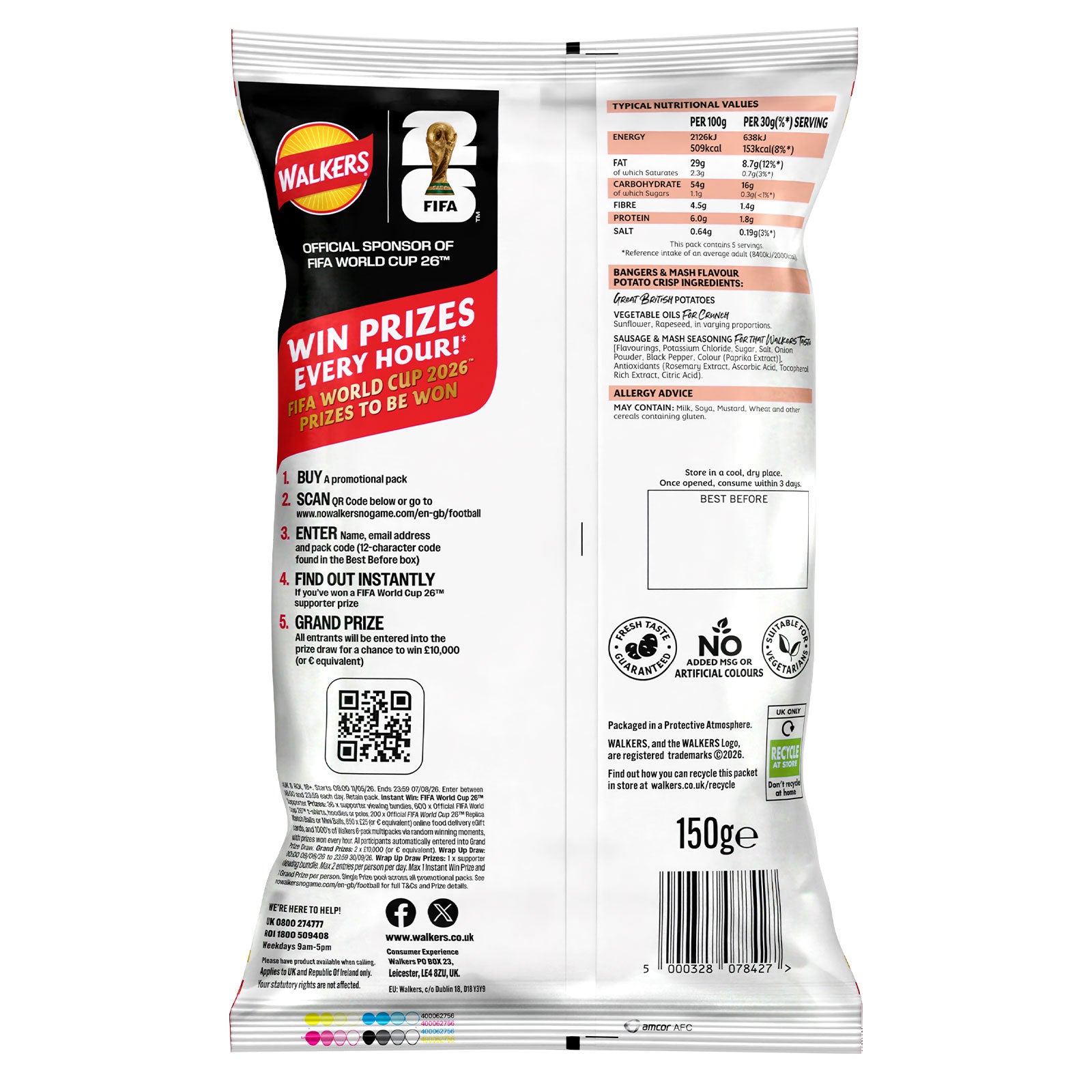 Walkers Crisps English Bangers and Mash Sharing Snacks 6 x 150g - Image 5