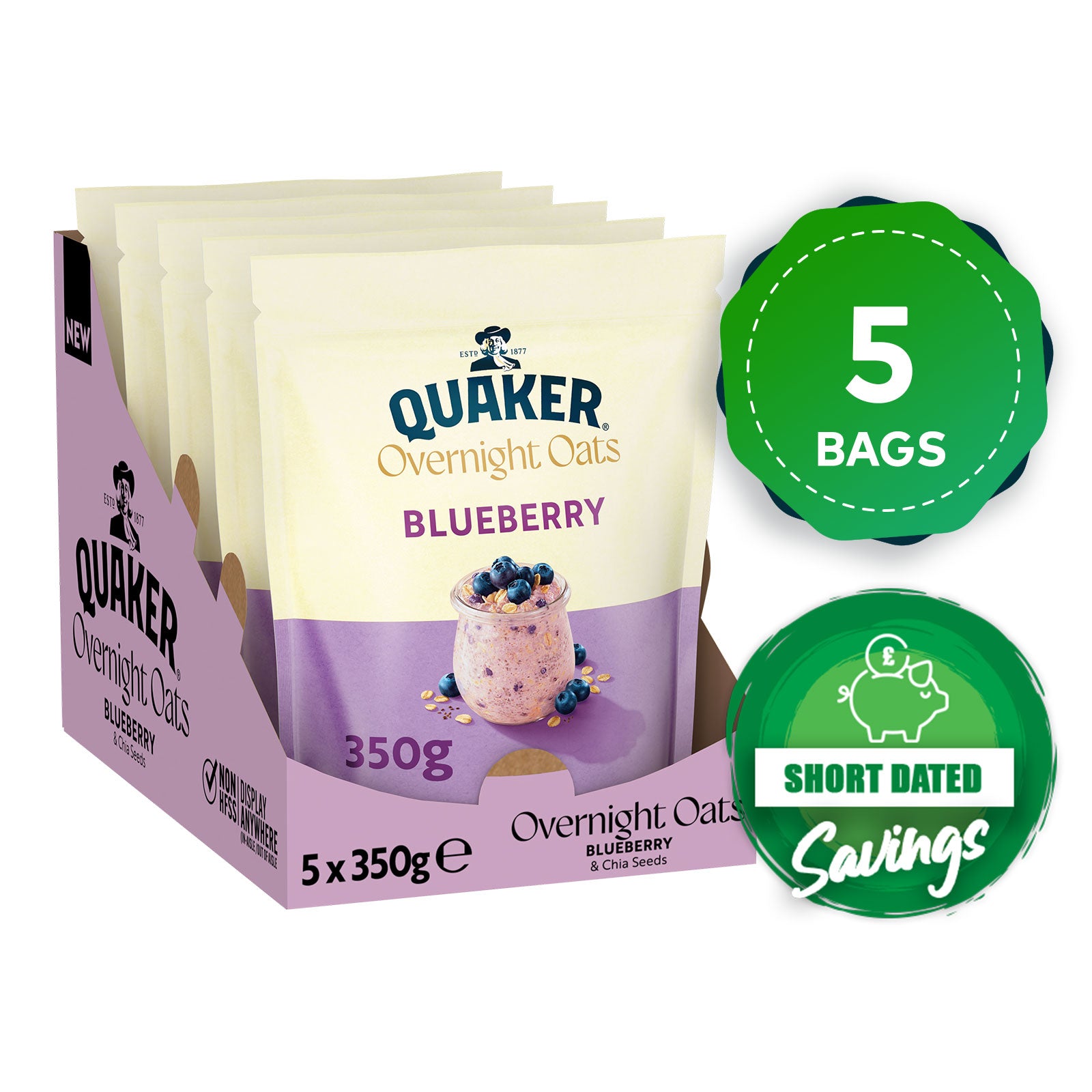 Quaker Overnight Oats Blueberry Cereal 5 x 350g - Image 10