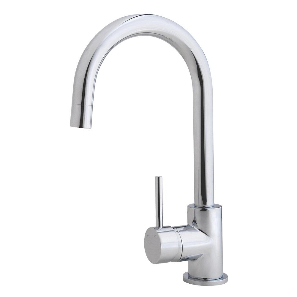 Kitchen Mixer Sink Tap Chrome Swirl Side Lever Modern Ceramic Flow Straightener - Image 1