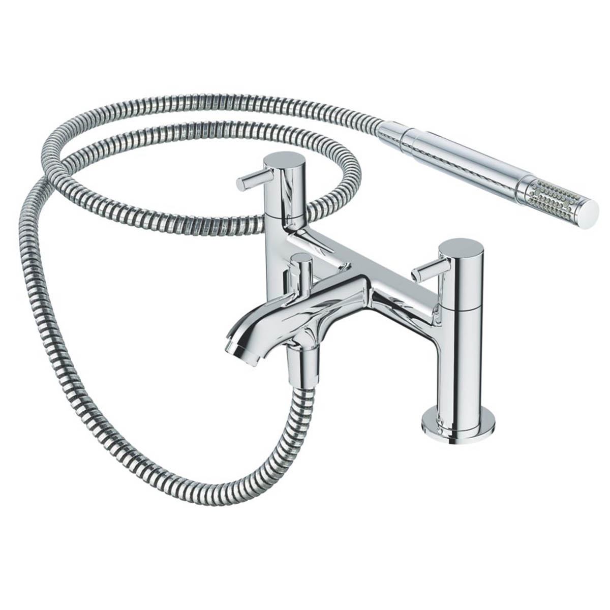 Bath Filler Tap Shower Mixer Hand Held Set Chrome Dual Lever Rectangular Head - Image 2
