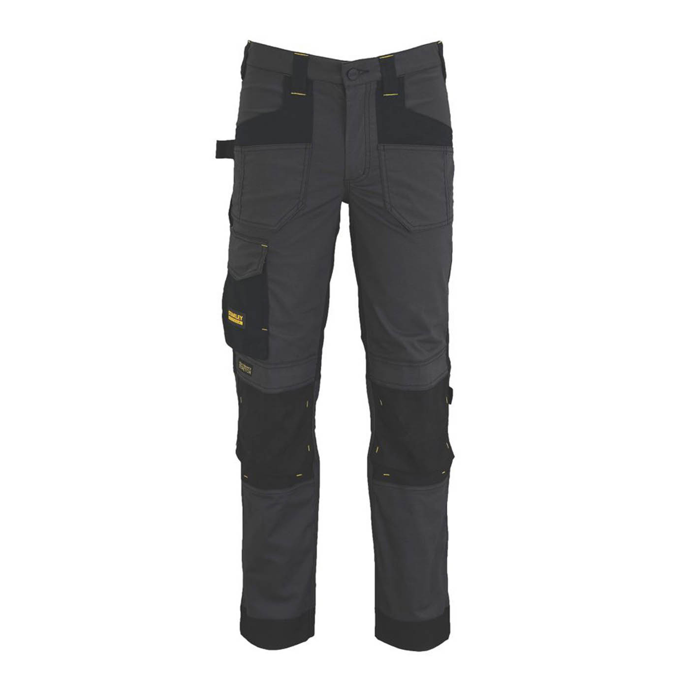Stanley Work Trouser Mens Slim Fit Grey Black Stretch Multi Pockets 40W 31L - Image 1