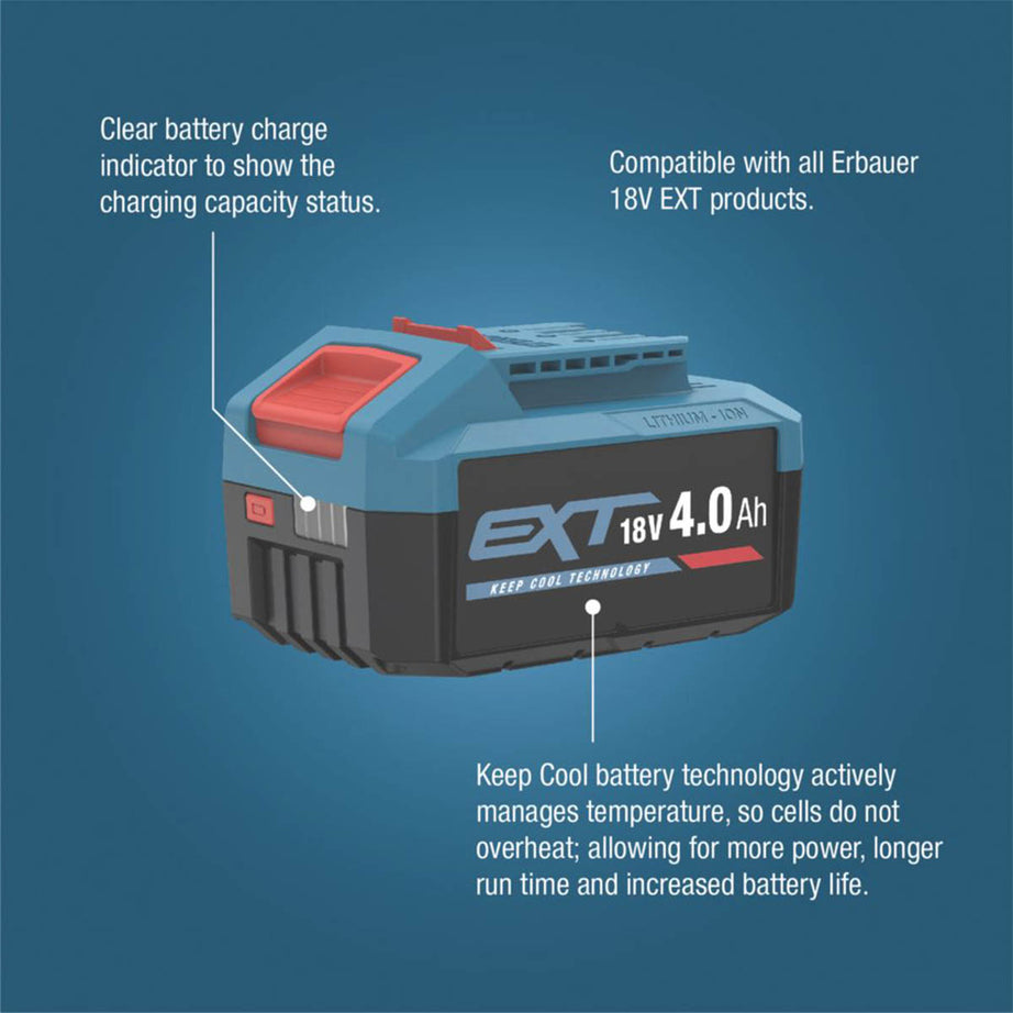 Erbauer Battery ERI1099BAT 18V 4.0Ah Li-Ion EXT Compact Powerful Lightweight - Image 3