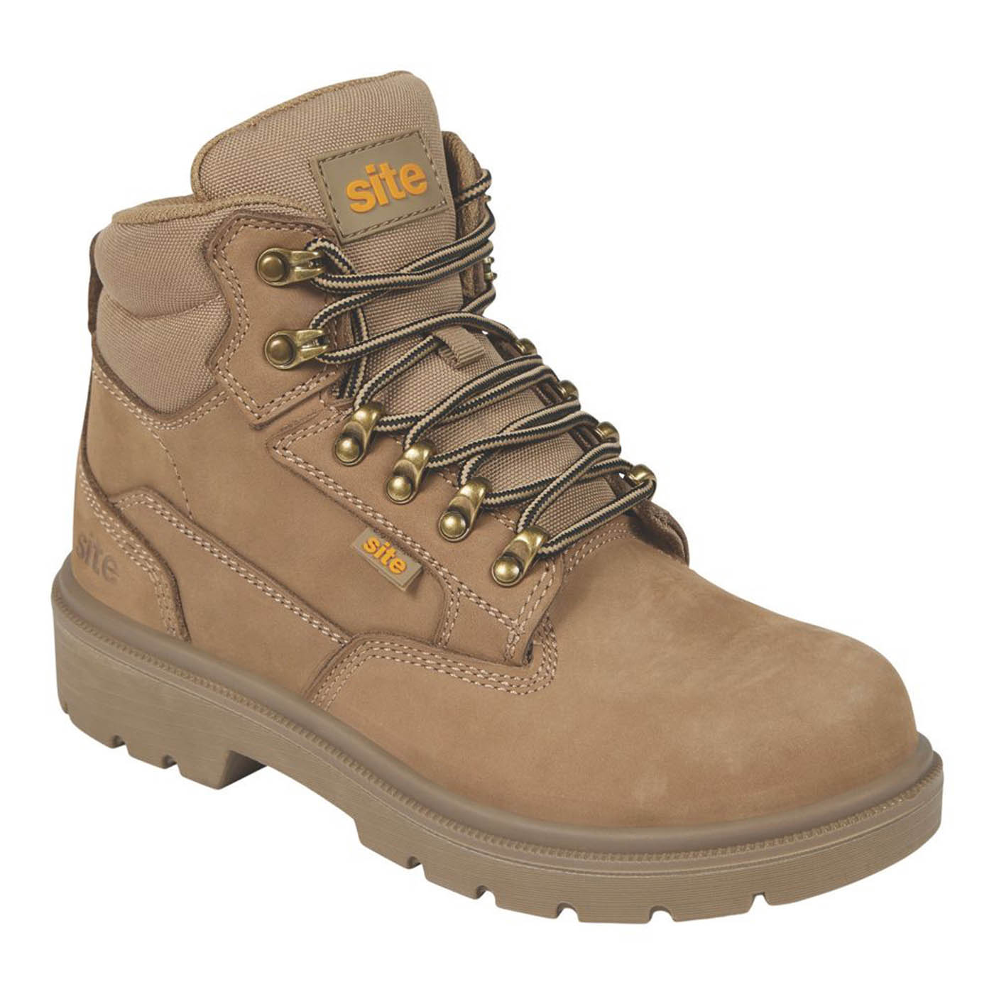 Site Womens Safety Boots Stone Nubuck Leather Steel Toe Cap Wide Fit Size 6 - Image 1