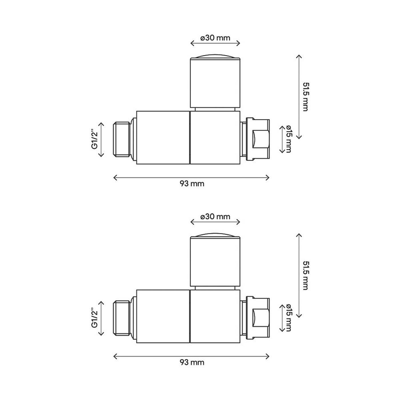 Flomasta  Manual Radiator Valve Head & Body Straight 15mm x 1/2" Chrome 2 Pack - Image 6