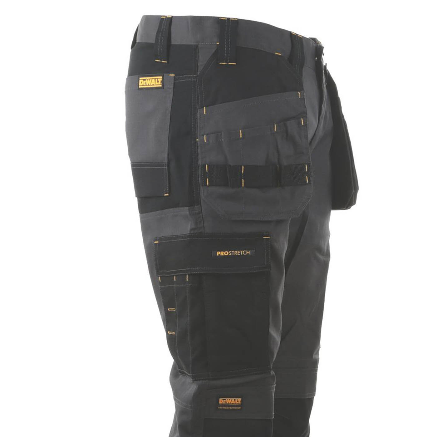 DeWalt Work Trousers Mens Slim Fit Grey Black Multi Pocket Cargo 32"W 33"L - Image 3