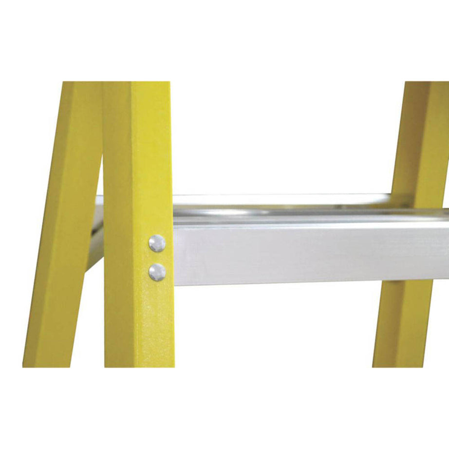 Erbauer Step Ladder 4 Step Swingback A Frame Yellow Fibreglass Anti Slip 1.07m - Image 2