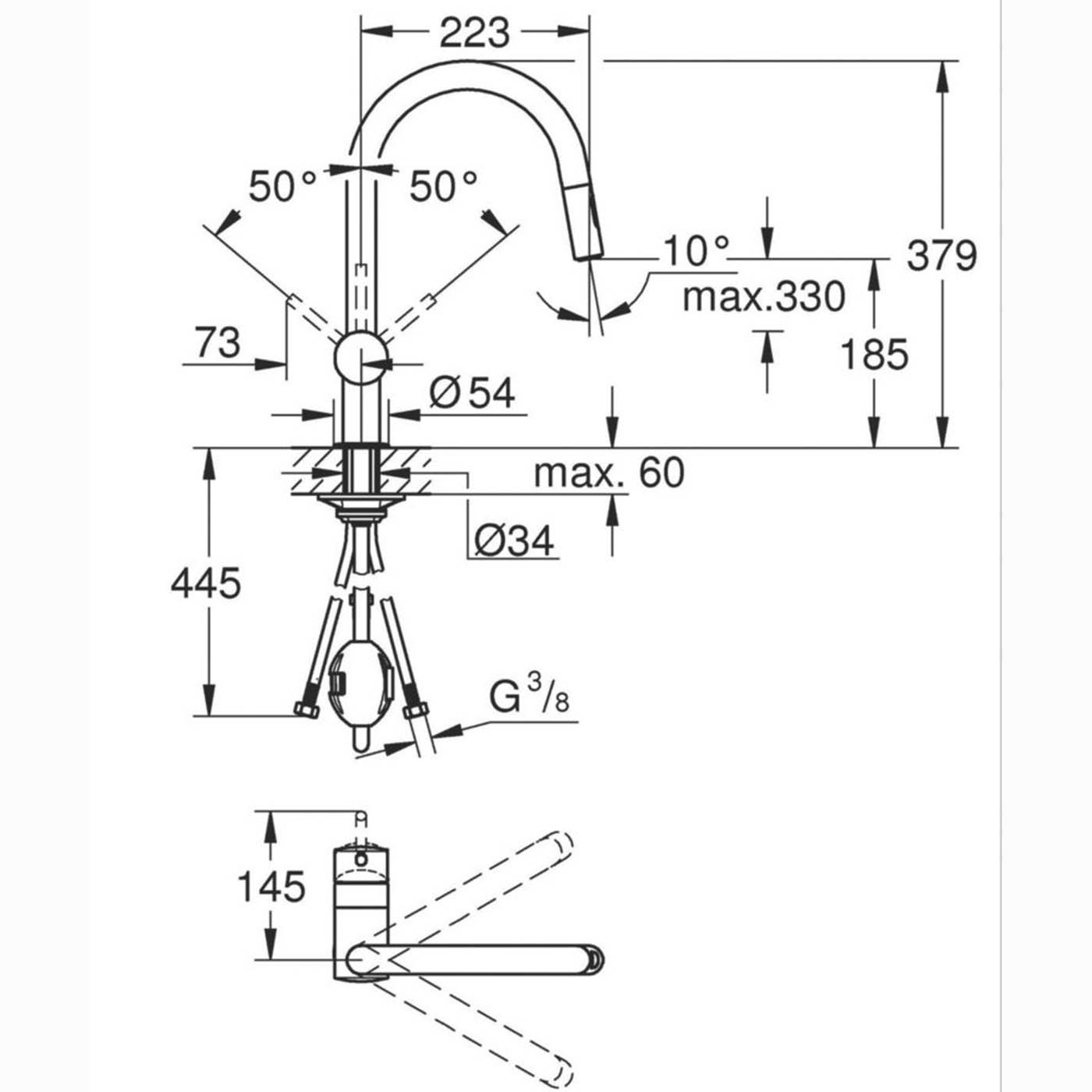 Grohe Kitchen Sink Tap Mono Mixer Brushed Graphite Single Lever Swivel Spout - Image 3