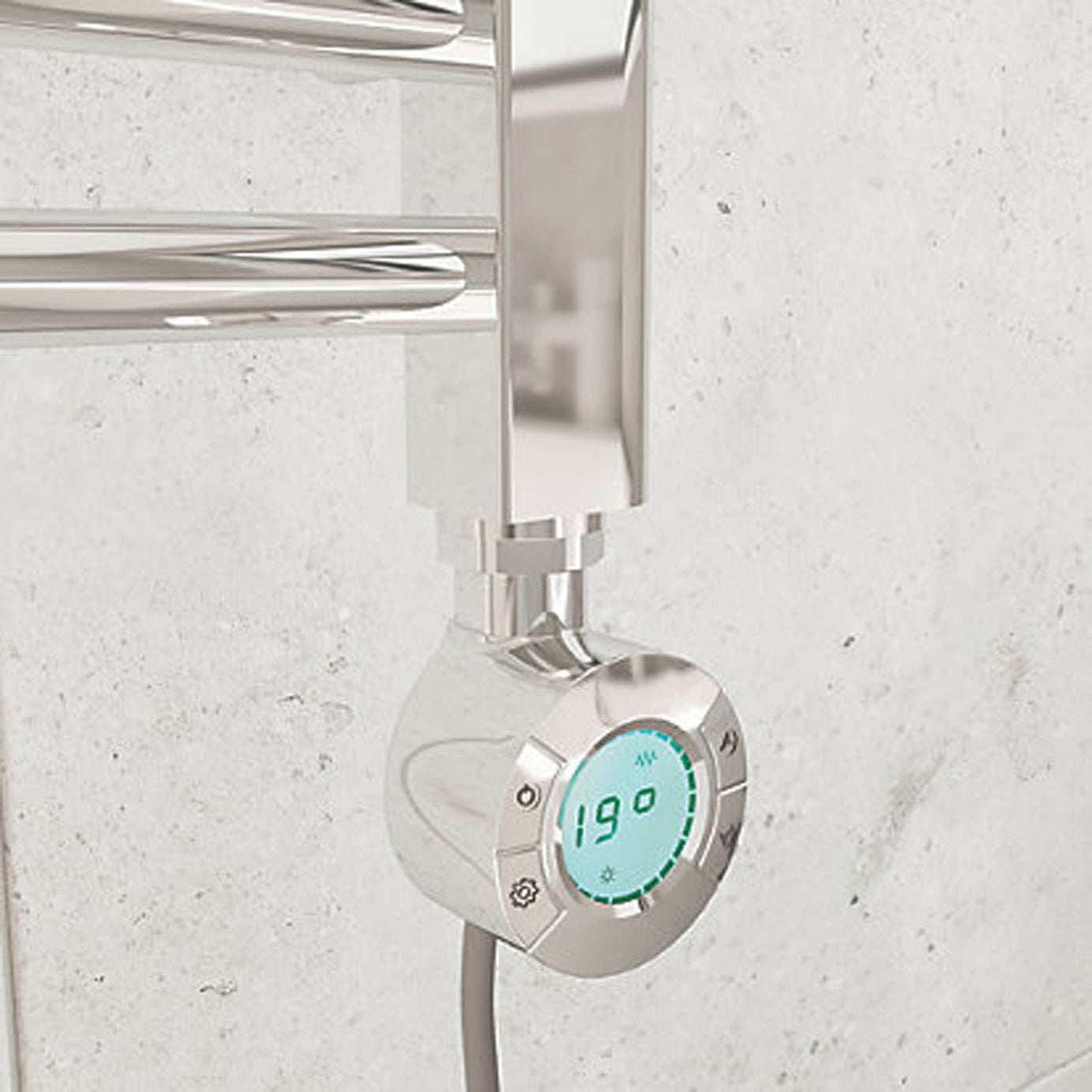 Flomasta Electric Towel Rail Radiator Chrome Curved Bathroom Warmer 70x40cm - Image 3