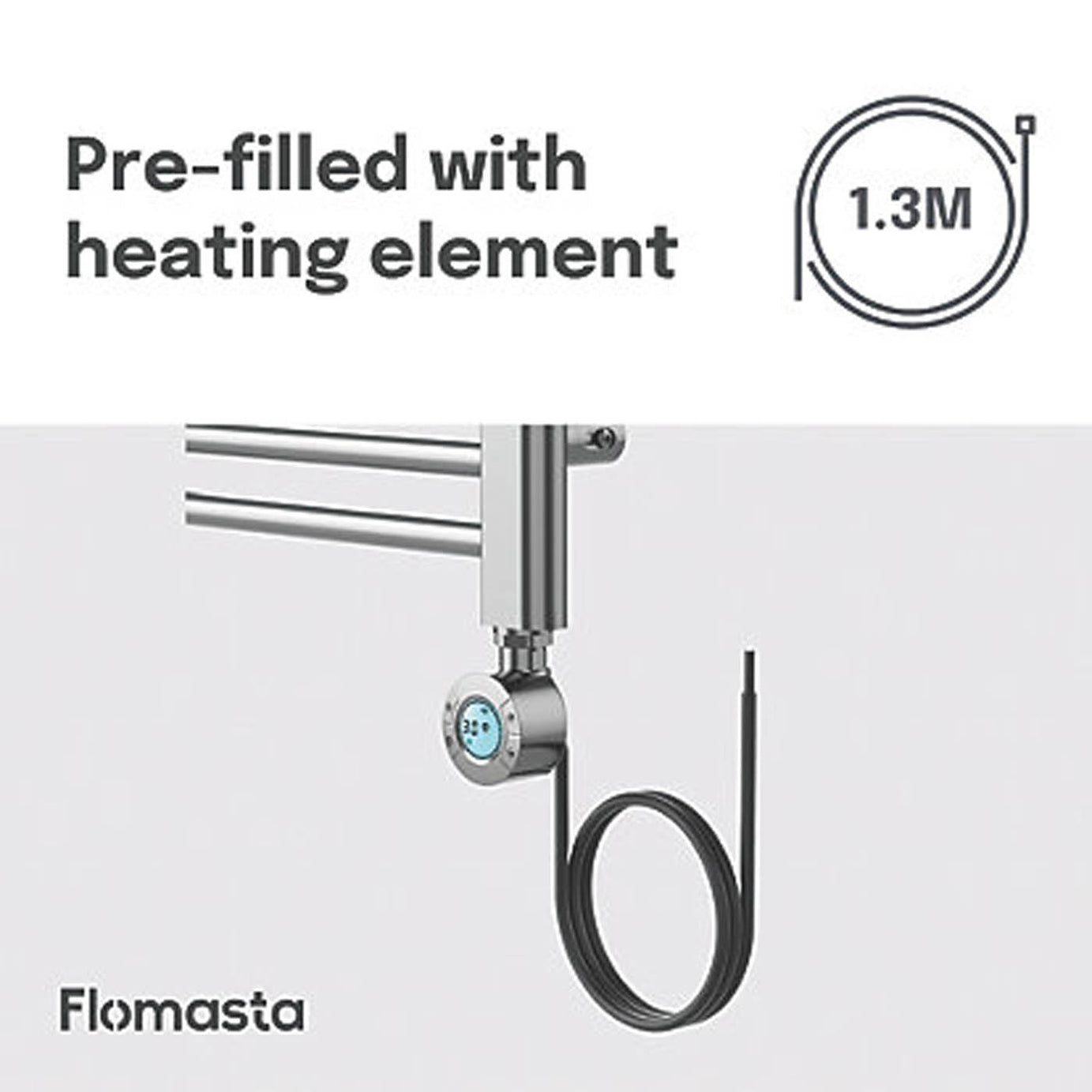 Flomasta Electric Towel Rail Radiator Chrome Curved Bathroom Warmer 70x40cm - Image 7