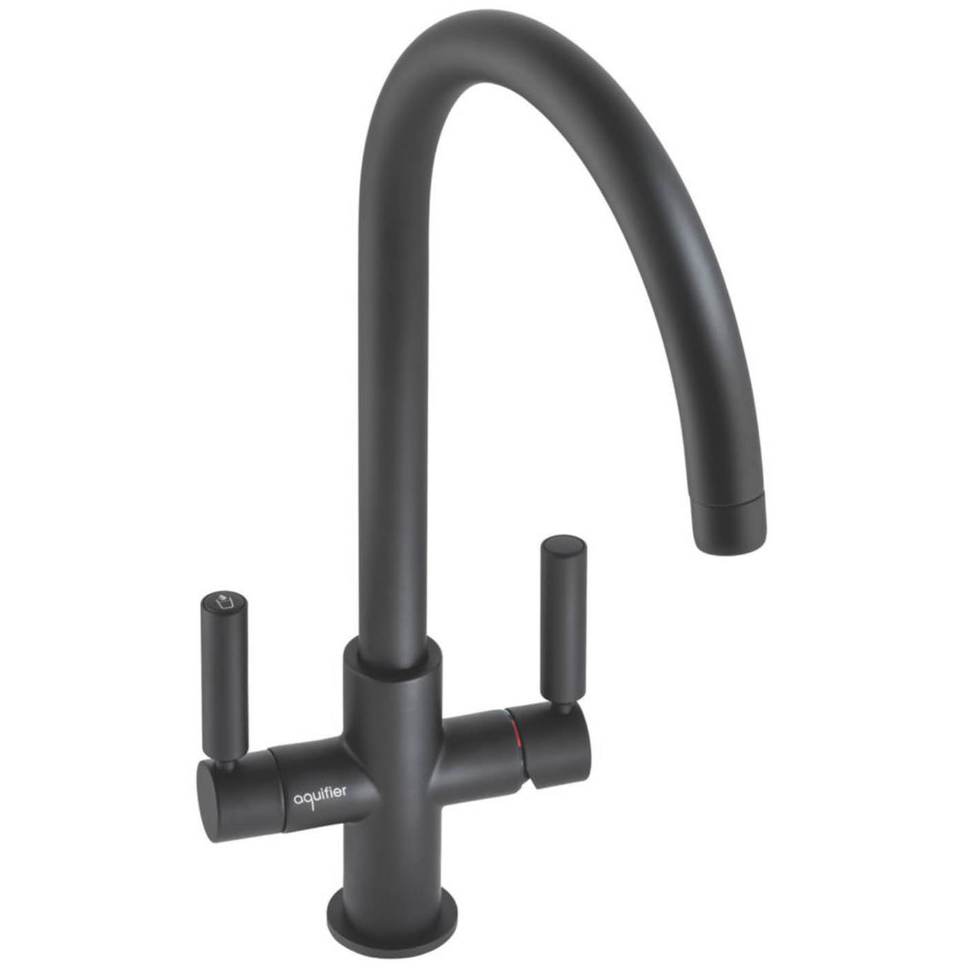 Abode Kitchen Filter Tap 3 Way Matt Black Dual Lever Swan Neck Spout Faucet - Image 2