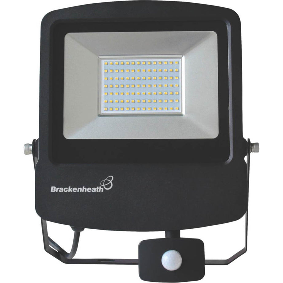 Brackenheath Floodlight LED Cool White Outdoor Black PIR Sensor Adjustable - Image 1