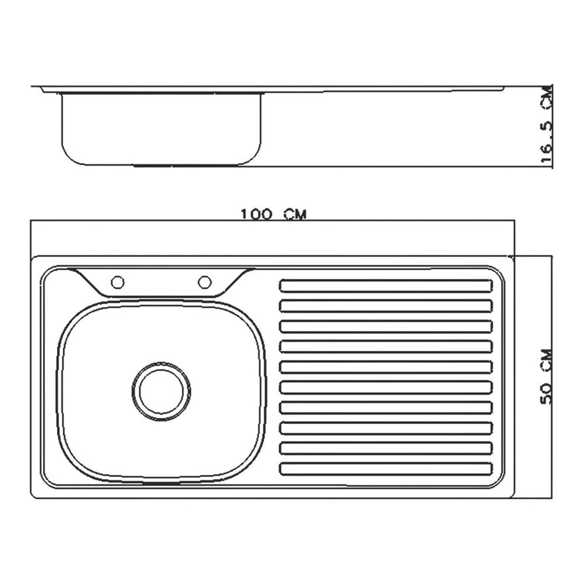 Utility 1 Bowl RH Polished Stainless Steel Sink 1000mm x 500mm - Image 3