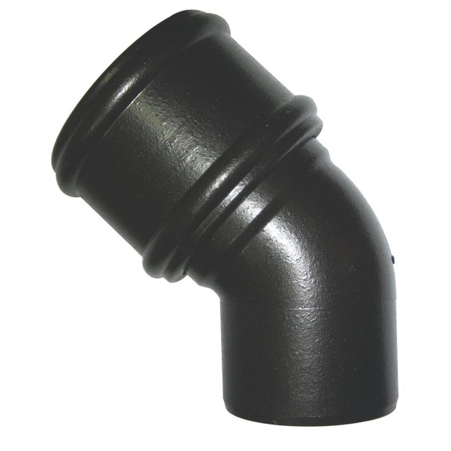 FloPlast Bend Socket Spigot Single Socket Vent Black Push-Fit 135° 110mm - Image 1