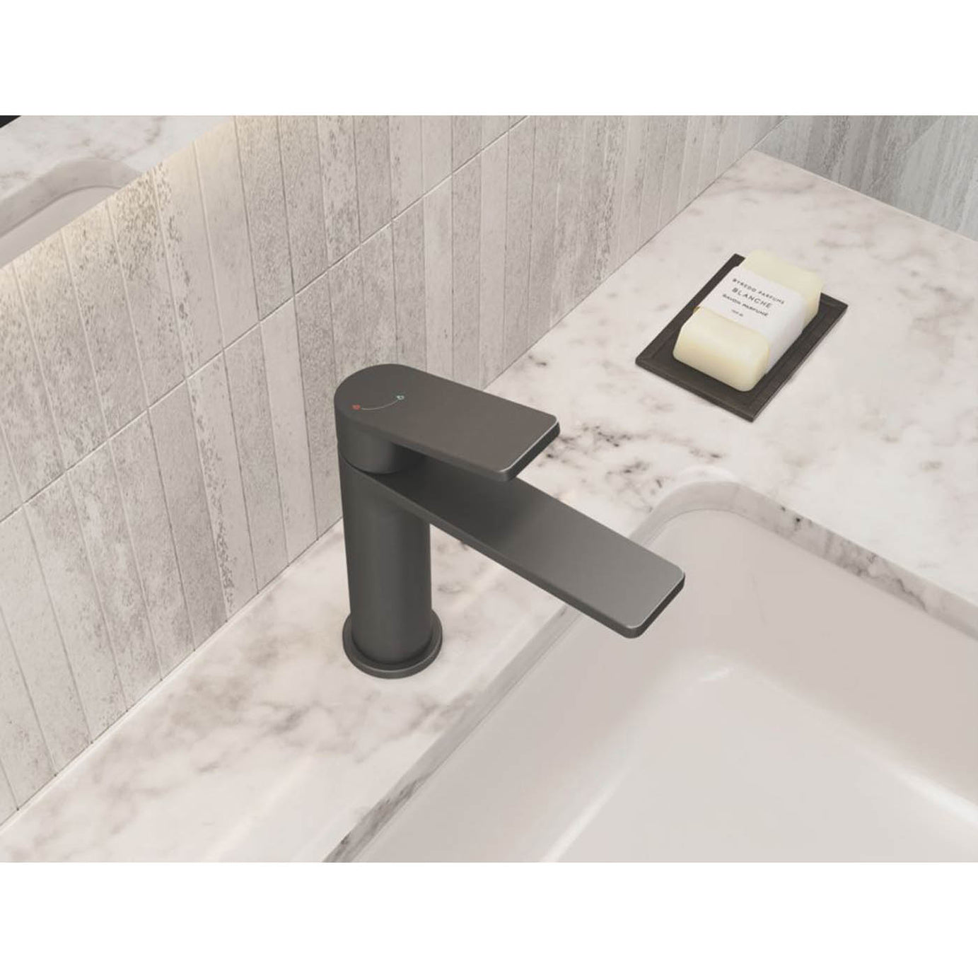 Bristan Bathroom Sink Tap Frammento Basin Mixer Metal Grey Lever Clicker Waste - Image 3