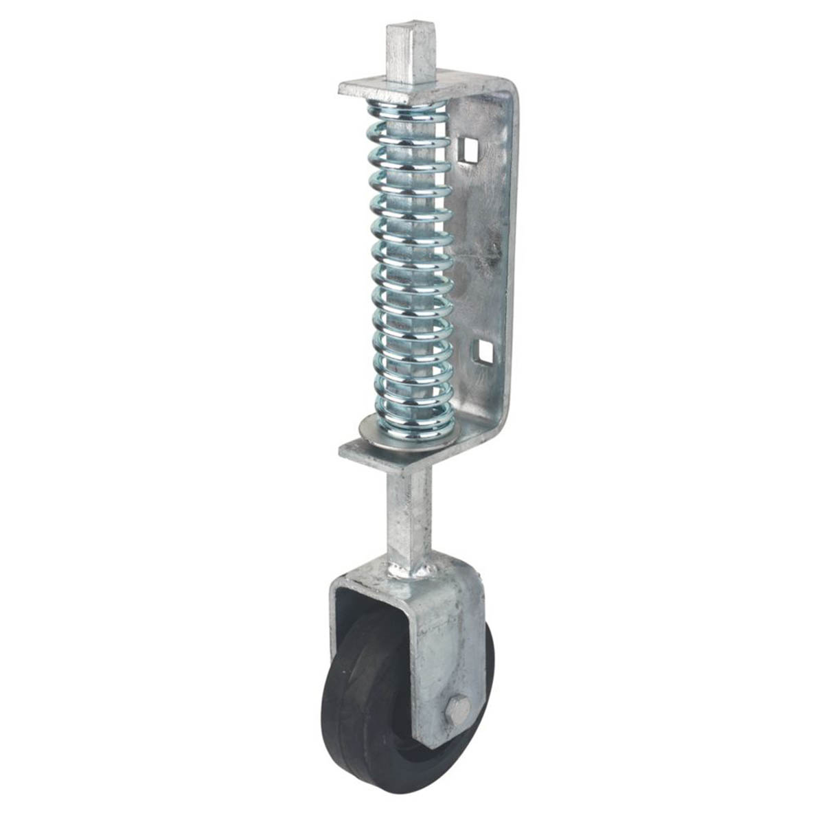 GateMate Gate Wheel Silver Galvanised Steel Spring Loaded Heavy Duty 100mm - Image 2