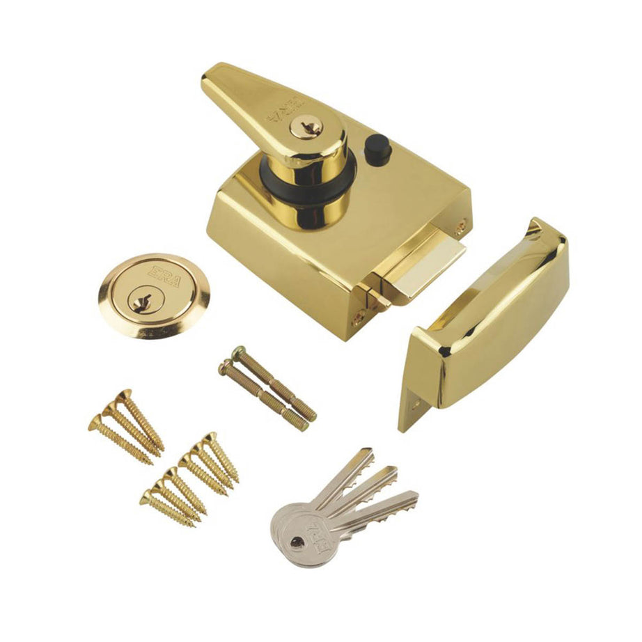 ERA Night Latch Double Locking Polished Brass Finish 60mm Backset 3 Keys - Image 2