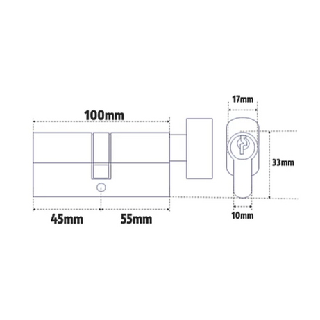 Cisa Euro 10-Pin Cylinder Thumbturn Steel Astral S Series 45/55mm Nickel-Plated - Image 2