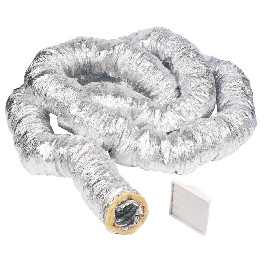 Manrose Ducting Hose Aluminium Insulated Flexible Silver Ventilation 10m x 127mm - Image 1