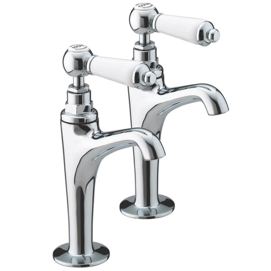Bristan Kitchen Pillar Taps Chrome Single Lever Traditional Hot Cold Pair - Image 1