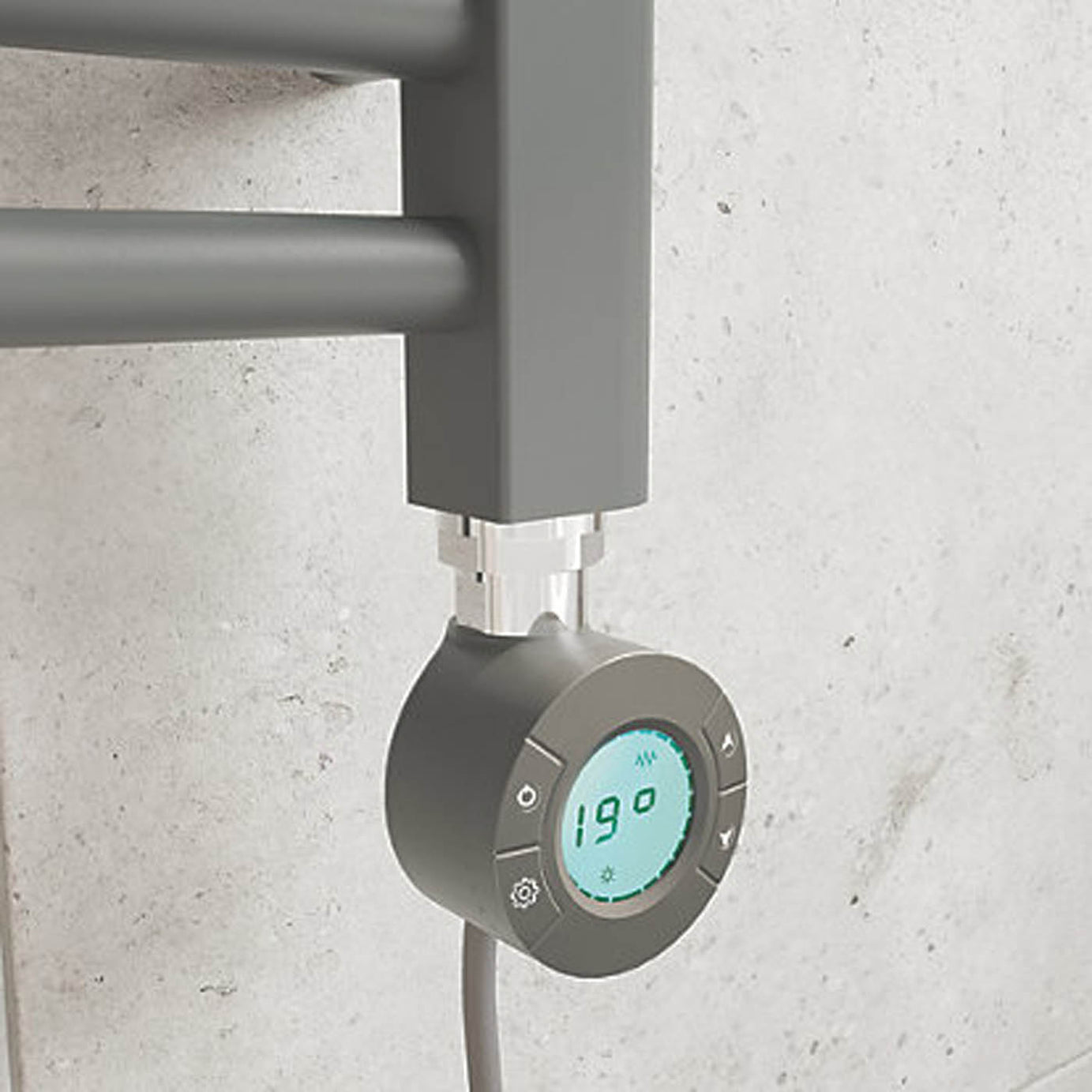 Flomasta Electric Towel Rail Radiator Anthracite Flat Bathroom Warmer 80x50cm - Image 3