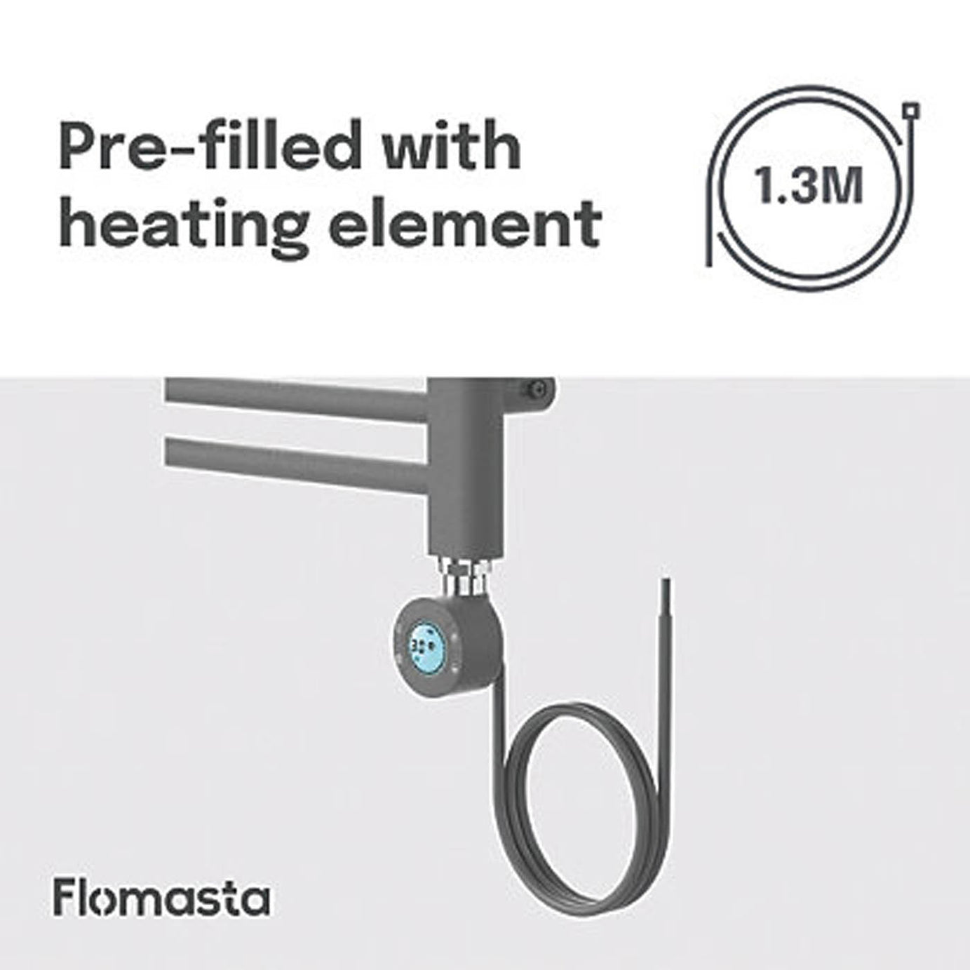 Flomasta Electric Towel Rail Radiator Anthracite Flat Bathroom Warmer 80x50cm - Image 7