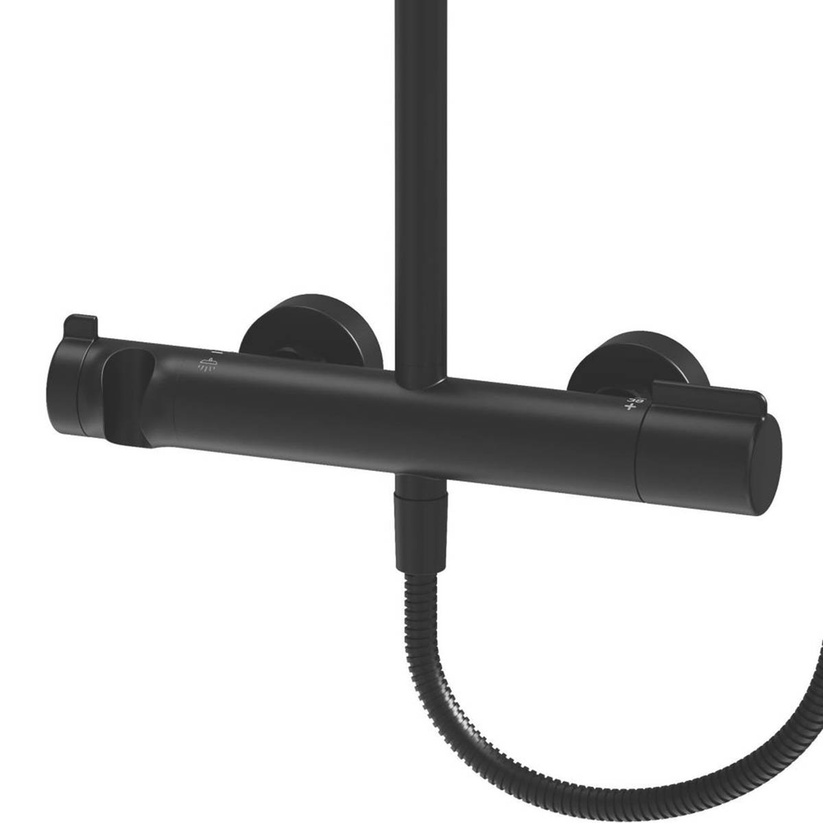 Swirl Multi Head Shower Thermostatic Matt Black Single Spray Pattern Round - Image 3
