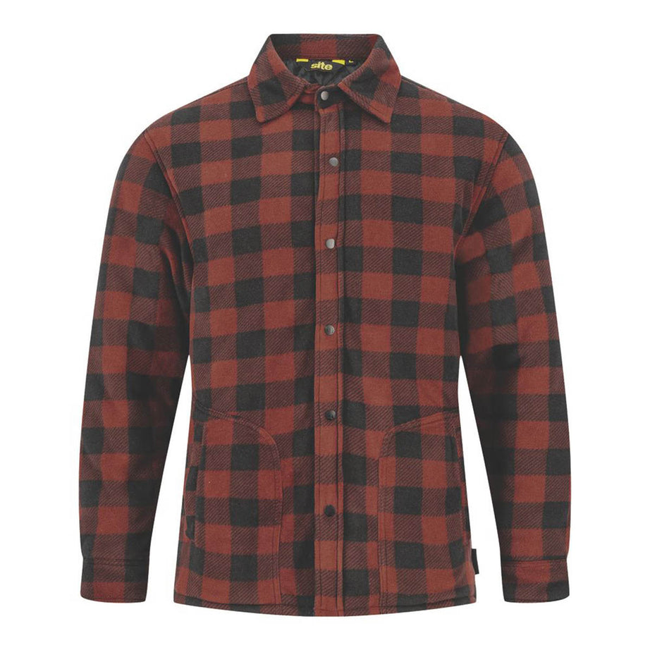 Site Fleece Shirt Jacket Long Sleeve 2 Pockets Red Black Small 46" Chest - Image 1