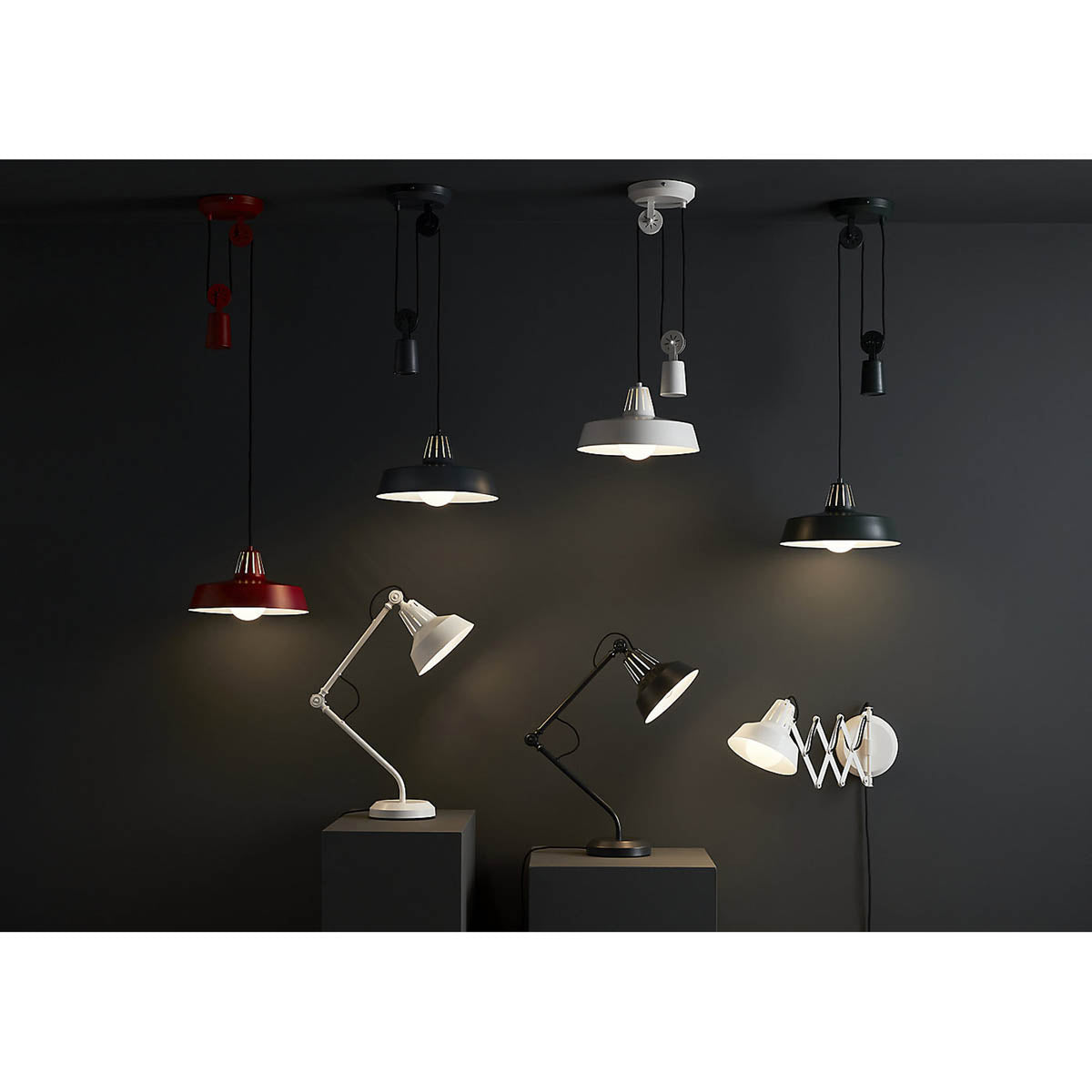 Pendant Ceiling Light Matt Black Metal Modern Pull Cord Adjustable (Dia)300mm - Image 4