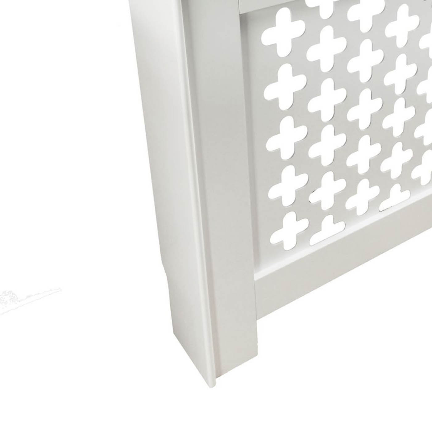 Victorian Radiator Cover Matt White Cross Pattern Slats 820mm x 210mm x 868mm - Image 3