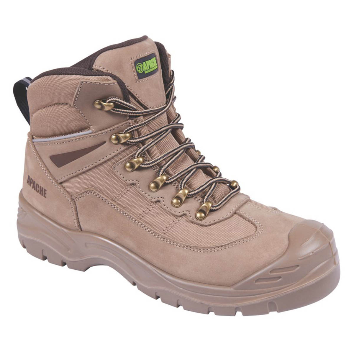 Apache Safety Boots Mens Standard Fit Stone Leather Work Shoes Steel Toe Size 7 - Image 1