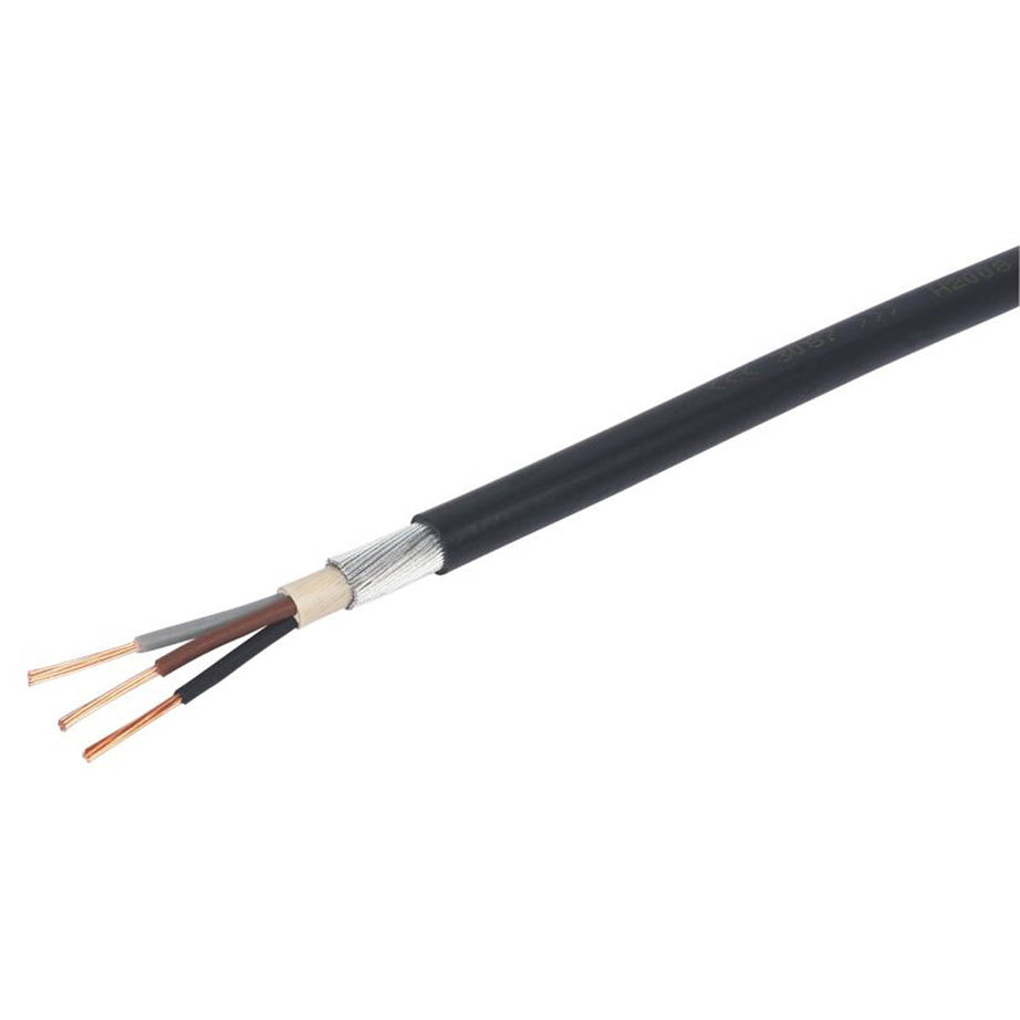 Prysmian Armoured Cable 6943X Black Round 3-Core 2.5mm² Indoor Outdoor Coil 10m - Image 1