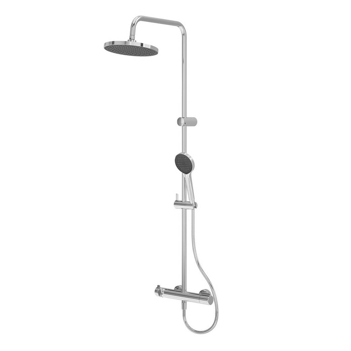 Swirl Mixer Shower Thermostatic Chrome Round Rainfall Dual Head Handset - Image 1