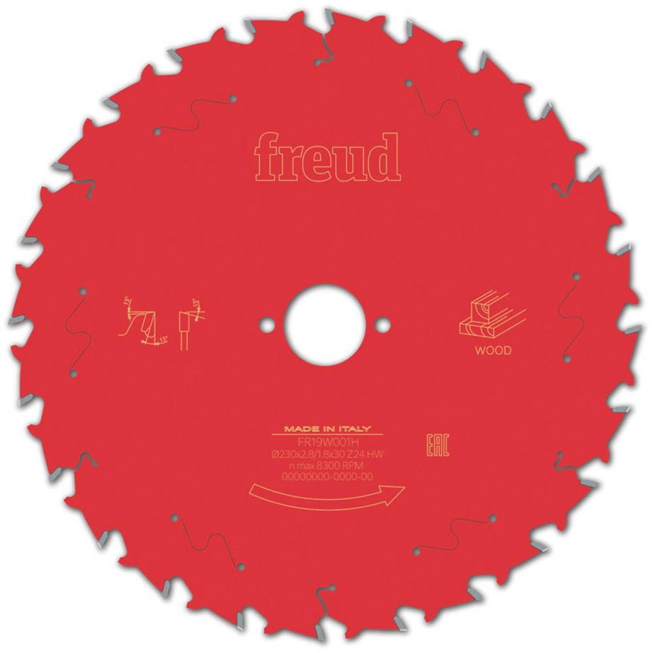 Freud Circular Saw Blade 230x30mm 24T Hardwood Softwood Plywood Chipboard MDF - Image 1