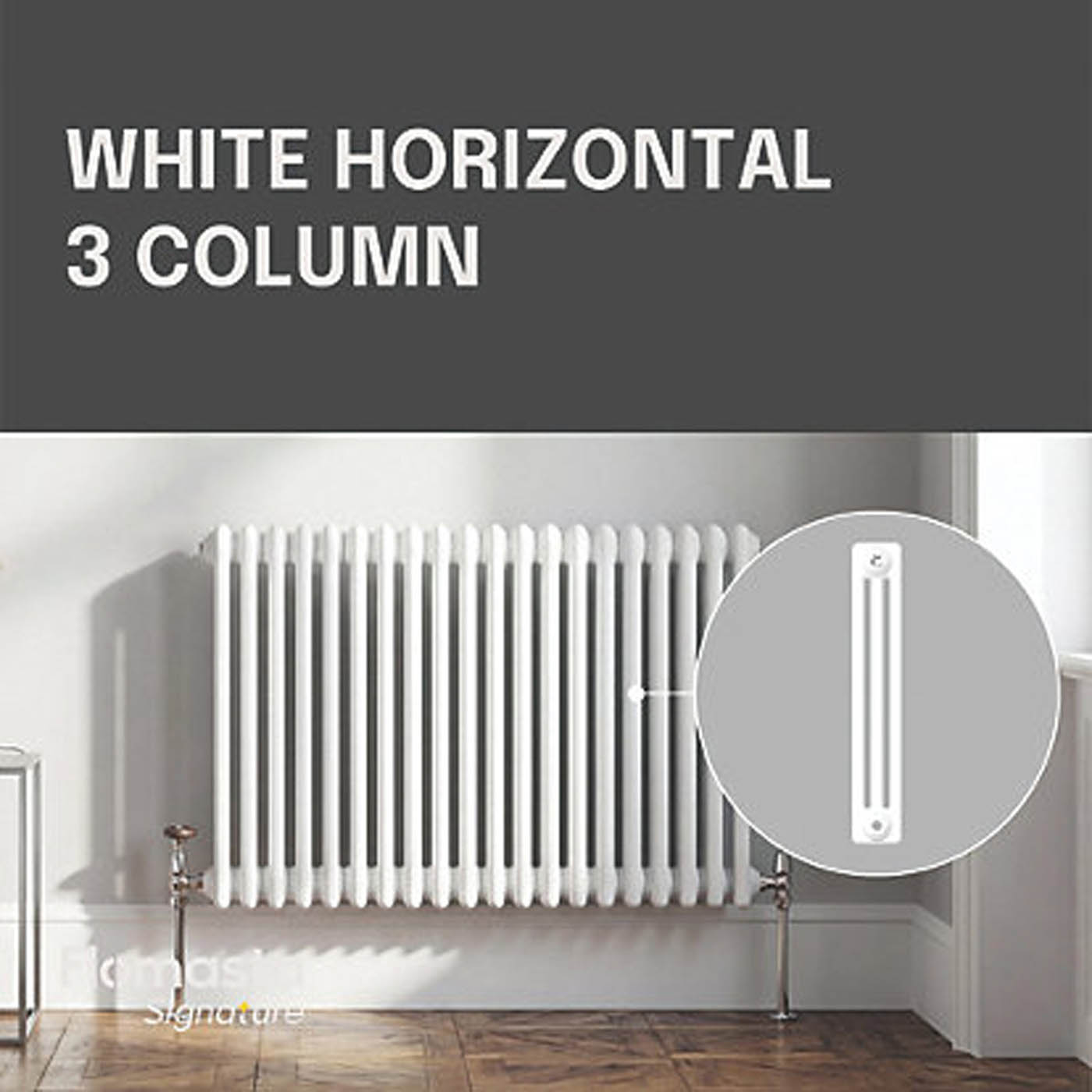 Flomasta 3 Column Radiator White Horizontal Steel Central Heating 60x101cm - Image 3
