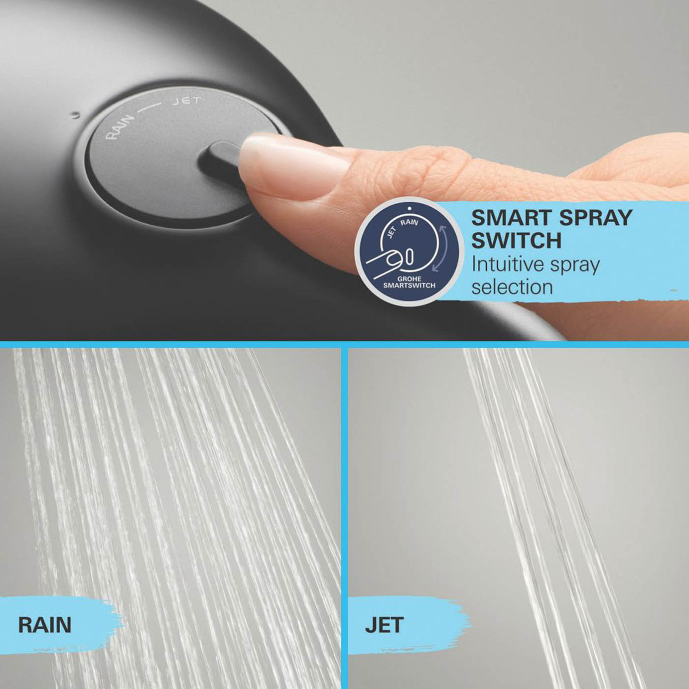 Grohe Hand Shower Matt Black Square 2 Spray Patterns Contemporary 110mm x 215mm - Image 5