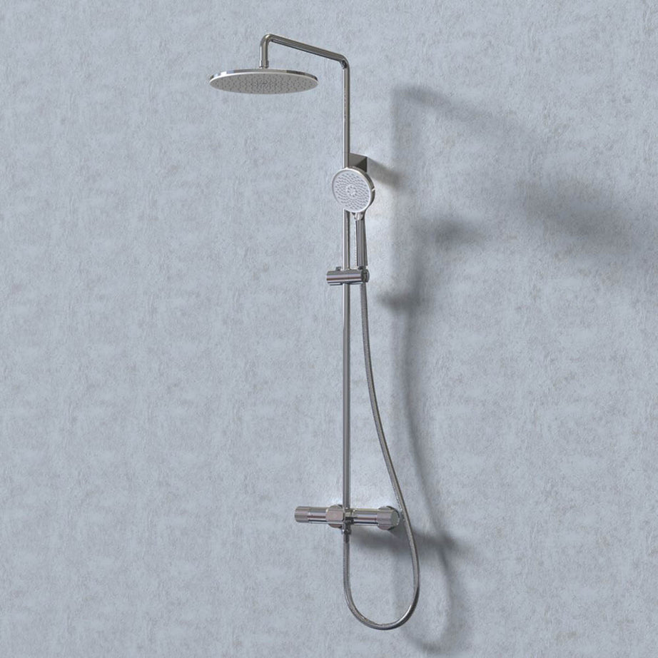 Swirl Thermostatic Mixer Shower Exposed Chrome 3 Spray Pattern Round Twin Head - Image 4