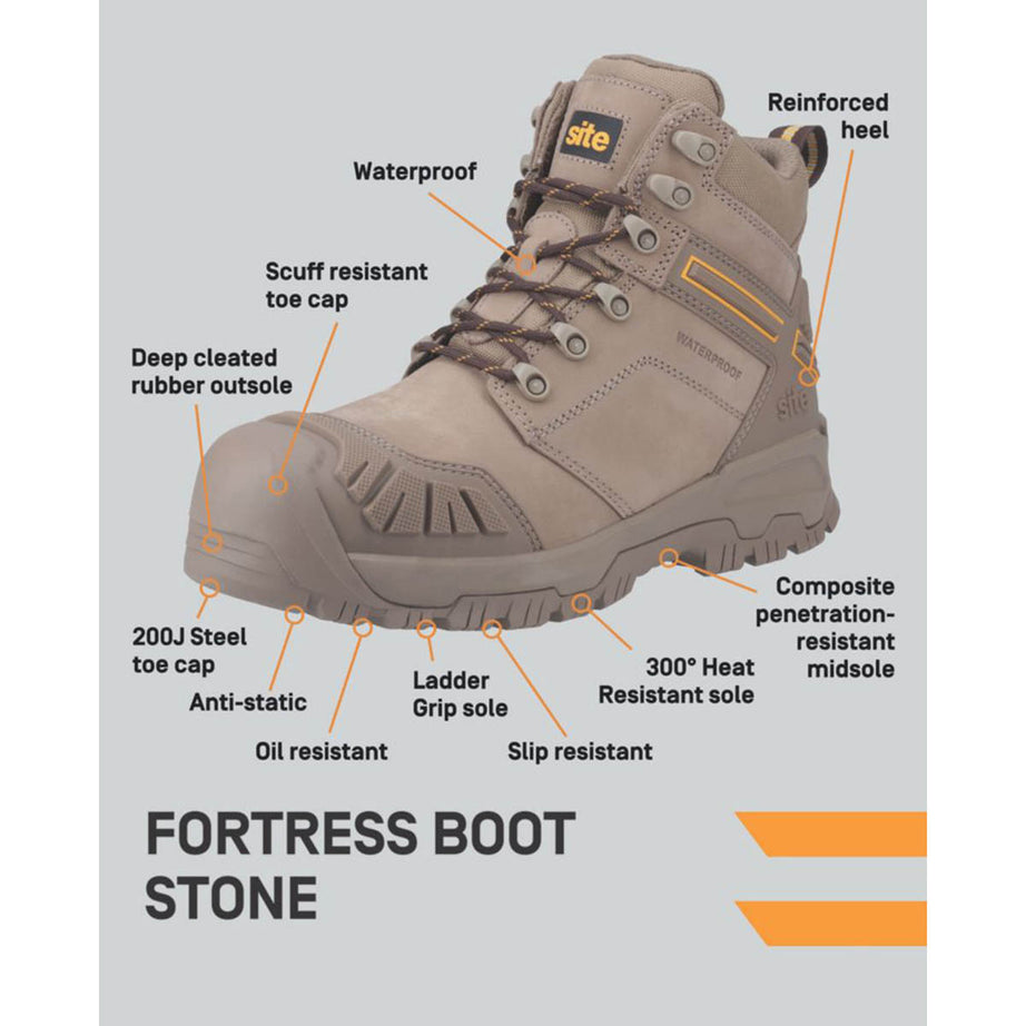 Site Safety Boots Mens Standard Fit Natural Waterproof Shoes Steel Toe Size 12 - Image 2