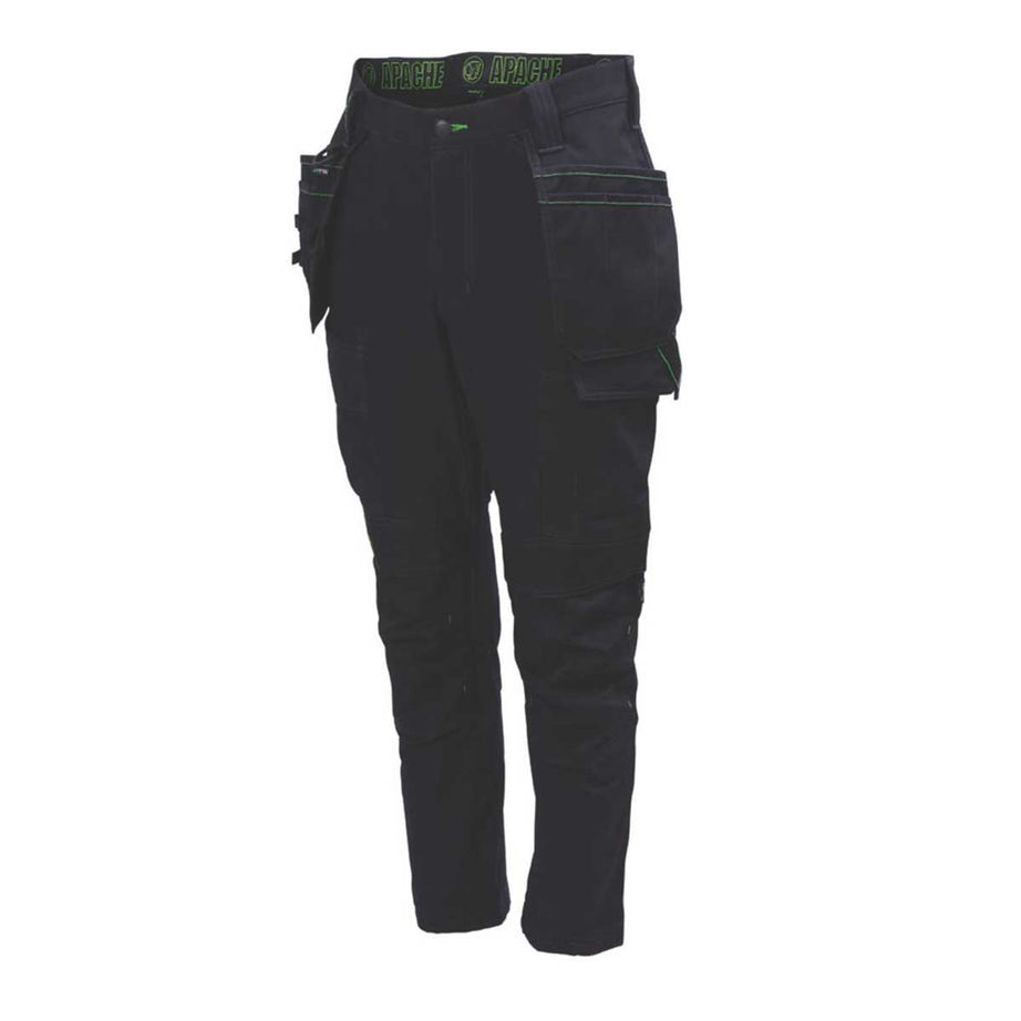 Work Trousers Mens Slim Fit Black Stretch Water Repellent Pockets 36"W 31"L - Image 5