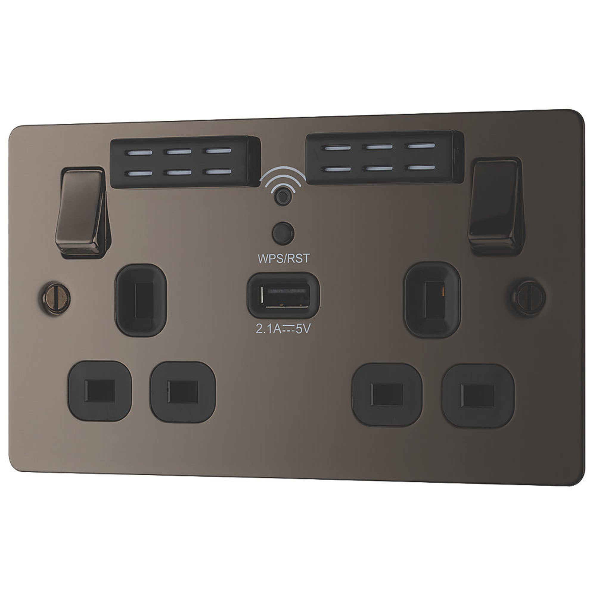 LAP WiFi Extender Socket Double Switch USB Port 13A 2 Gang Single Pole 240 V - Image 1