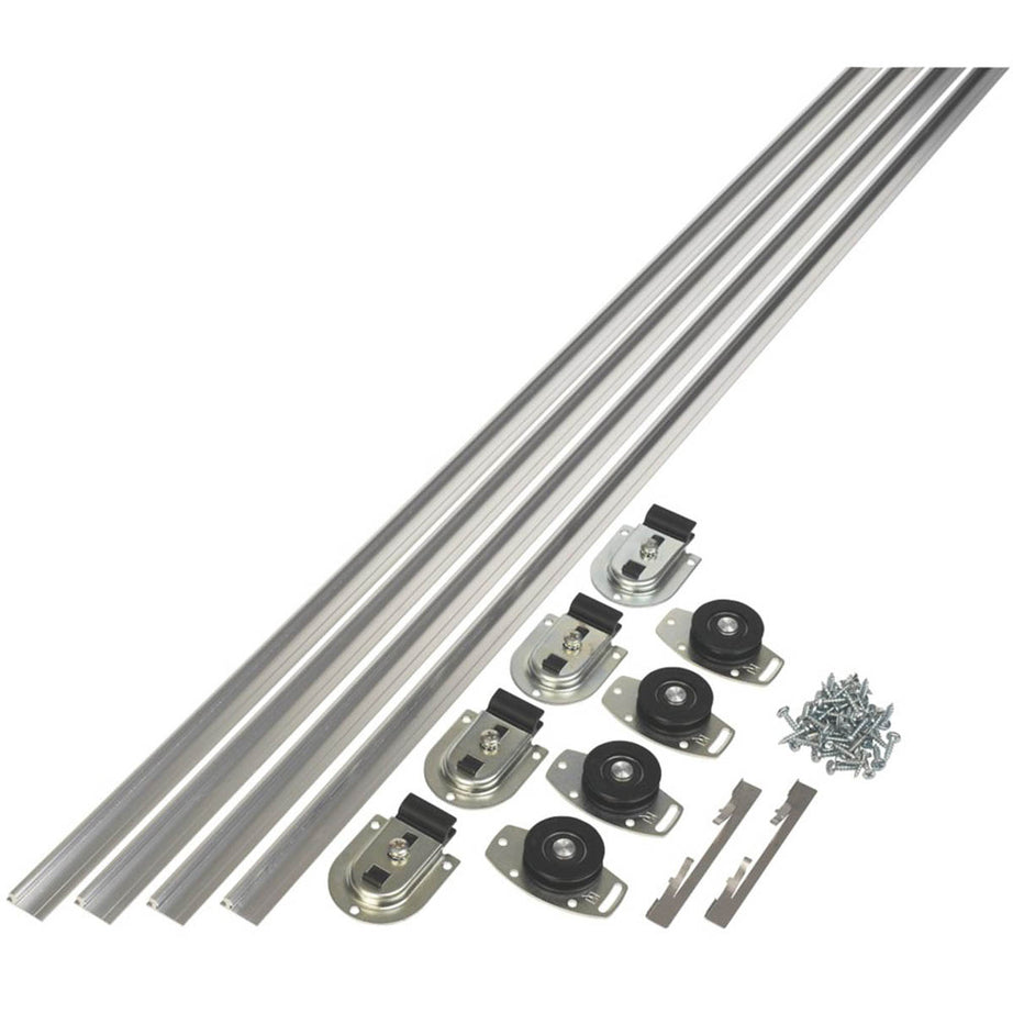 Wardrobe Sliding Track System Kit 2-Door Twin Aluminium Smooth Run 1200mm - Image 1
