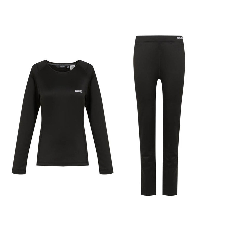 Regatta Womens Thermal Baselayer Set Black Slim Fit Elasticated Waist Size 16 - Image 1