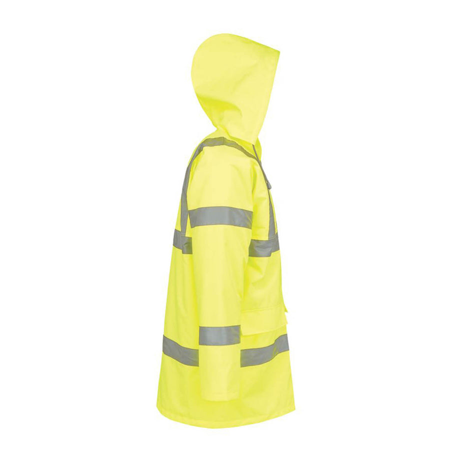 Hi-Vis Traffic Jacket Yellow Mens Waterproof Hood Safety Coat XL 58" Chest - Image 2