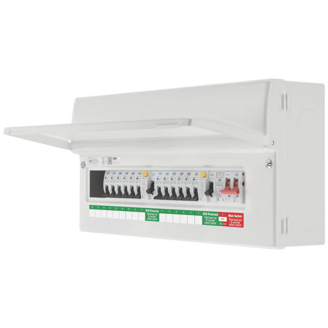 British General Consumer Unit With SPD 15 Module 12 Way Part Populated RCDs MCBs - Image 1